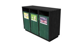 Poubelle de tri sélectif en plastique recyclé Cologne - 3 x 100 L 