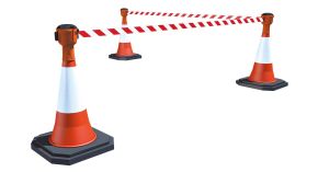 Cônes de chantier lestés avec enrouleurs – Lot de 4
