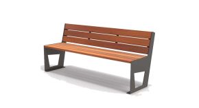 Banc extérieur acier bois Riga - 180cm - Avec ou sans dossier