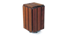 Poubelle de parc carrée bois et acier galvanisé Carrea – 70 L