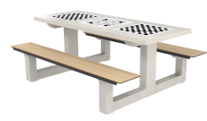 TABLE DE JEUX TRIPLE BETON BLANC SABLE / COMPACT HPL