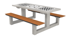TABLE DE JEUX TRIPLE EN BETON GRIS SABLE / COMPACT HPL